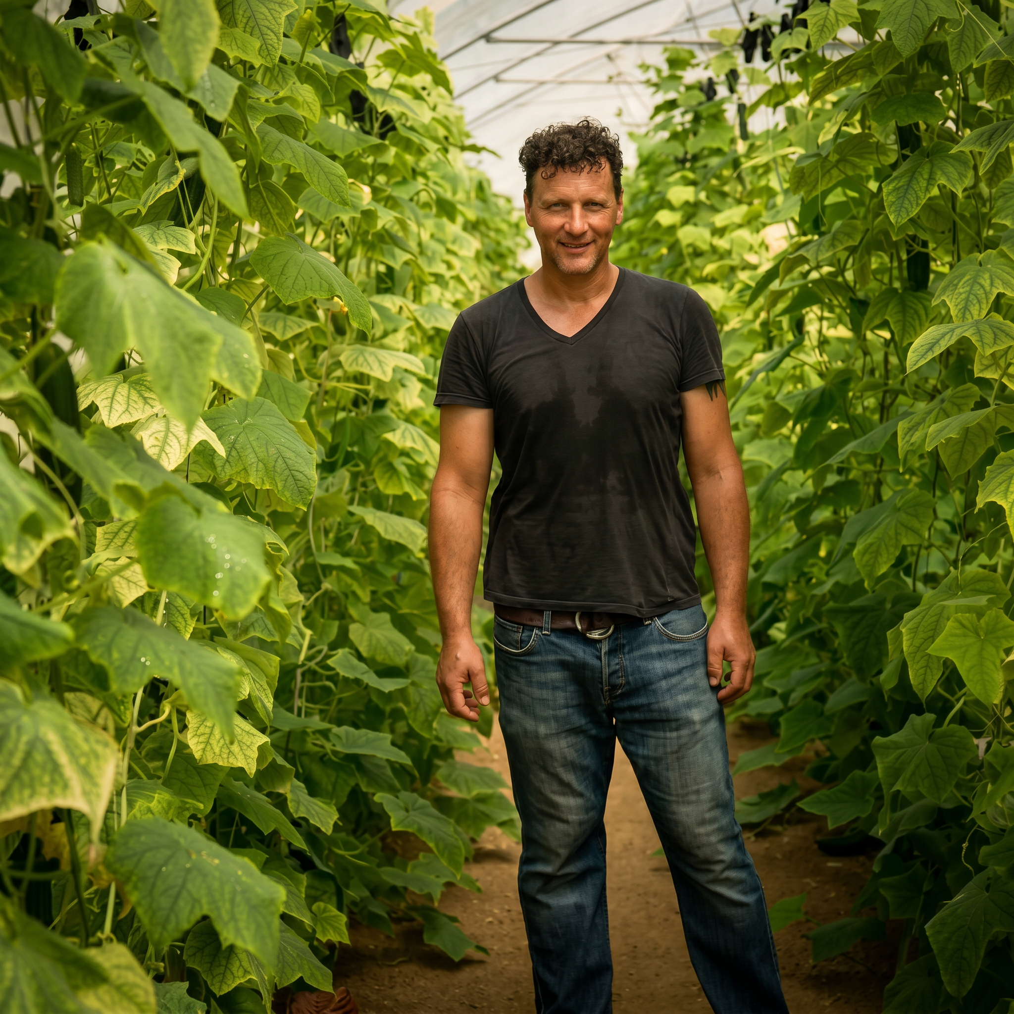 Ari, founder of Nos Cunuku, in his greenhouse